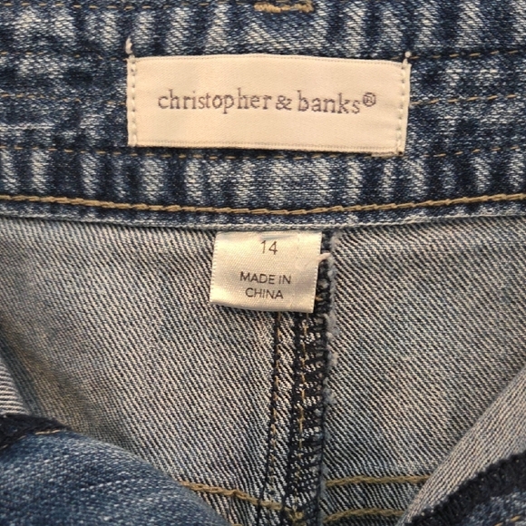 Christopher & Banks Blue Knee-length Denim Pencil Skirt Size 14 - Picture 2 of 10